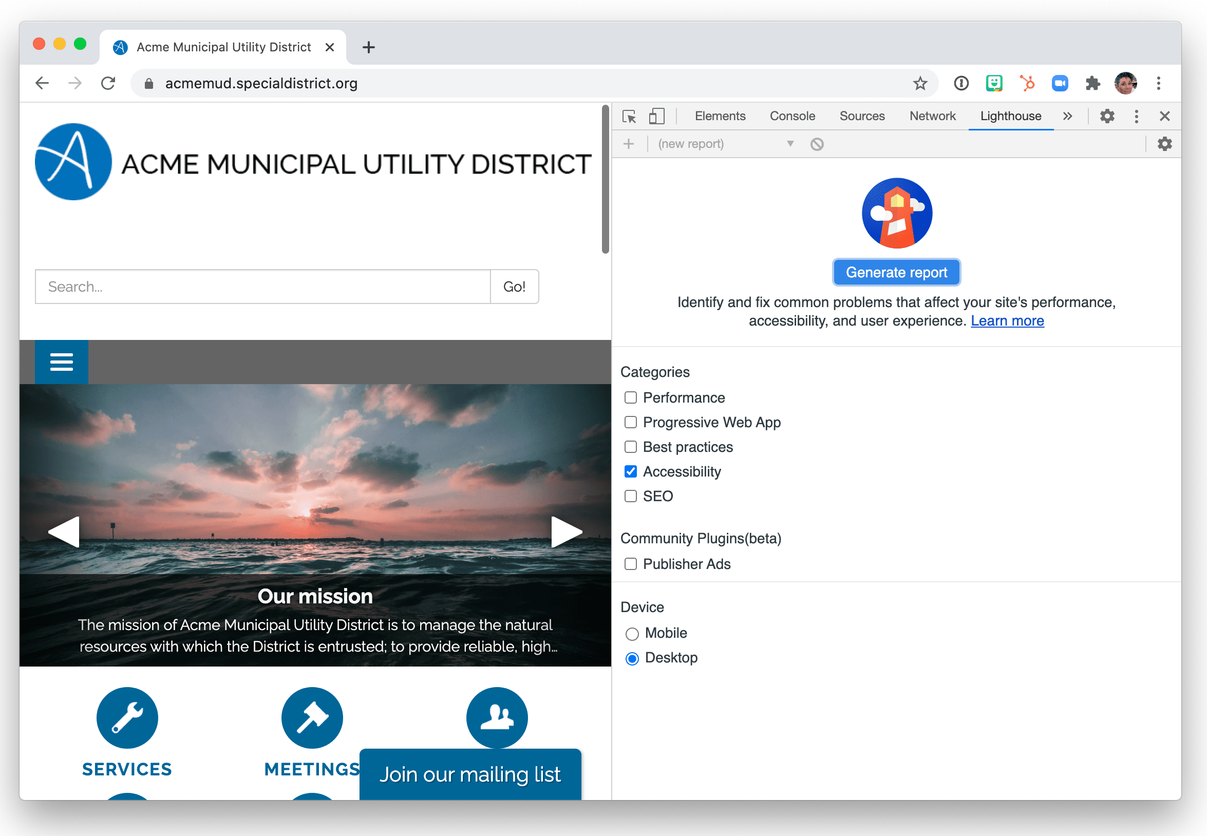 Using Chrome Lighthouse to test your site for accessibility